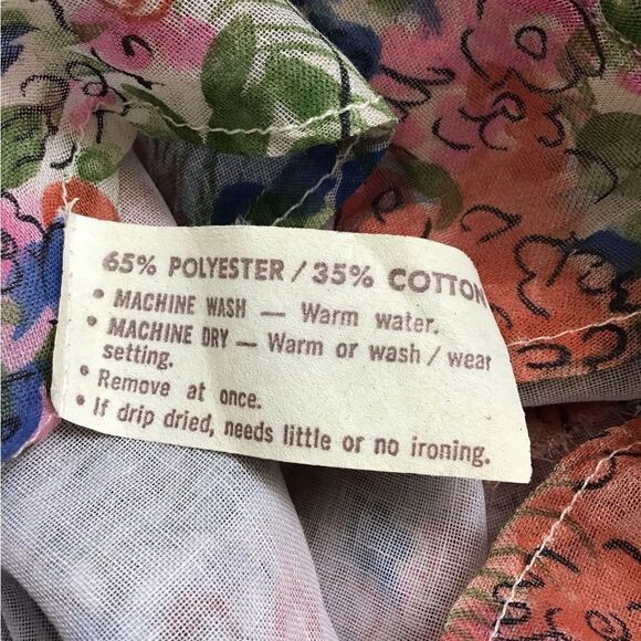 Vintage 60s Floral Print Ruffle Neck Long Sleeve Maxi Dress - Picture 10 of 16